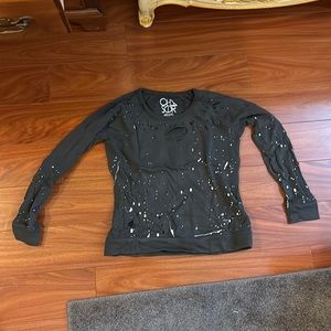 Chaser sweatshirt splatter/rip